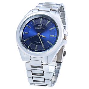 Relógio Executivo Masculino com Pulseira de Metal ORLANDO 385 (Azul)