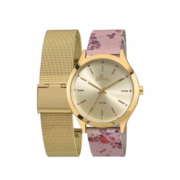 Relogio Feminino Allora Analogico Poesia em Flor Troca Pulseira - Al2035fab/k4d - Rosa