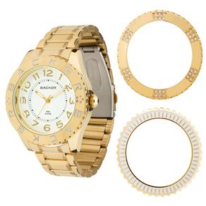 Relógio Feminino Analógico Backer Kassel Troca Aros 3301145F - Dourado