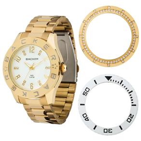 Relógio Feminino Analógico Backer Kassel Troca Aros 3303145F - Dourado