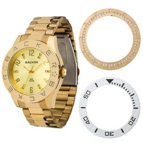 Relógio Feminino Analógico BAcker Kassel Troca Aros 3304145F - Dourado