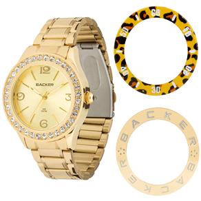 Relógio Feminino Analógico Backer Kassel Troca Aros 3306145F - Dourado