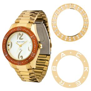 Relógio Feminino Analógico Backer Kassel Troca Aros 3307145F - Dourado