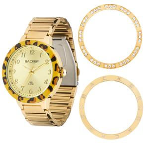 Relógio Feminino Analógico Backer Troca Aros 3310145F - Dourado