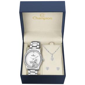 Relógio Feminino Analógico Champion CH25892D com Brinco e Colar - Prata/Branco