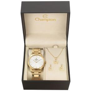 Relógio Feminino Analógico Champion CN26153W Dourado com Colar e Par de Brincos