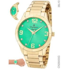 Relógio Feminino Analógico Champion Verde Dourado Cn26055g