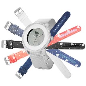 Relógio Feminino Analógico Dumont Troca Pulseira SK55104/S - Prata com 5 Pulseiras Extras