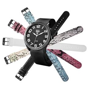 Relógio Feminino Analógico Dumont Troca Pulseira SK68065/P - Preto com 5 Pulseiras Extras