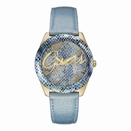 Relógio Feminino Analógico Guess, Pulseira de Couro Azul, Caixa de 4,2 Cm Wr - 92536LPGTDC3