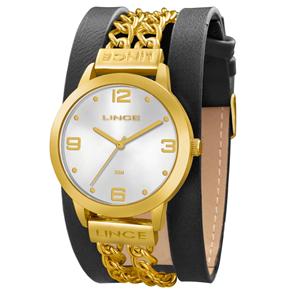 Relógio Feminino Analógico Lince Fashion LRC4240L-S2PK - Preto e Dourado