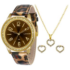 Relógio Feminino Analógico Lince Fashion LRC4338L - K150B2PX Kit Bijuteria – Onça