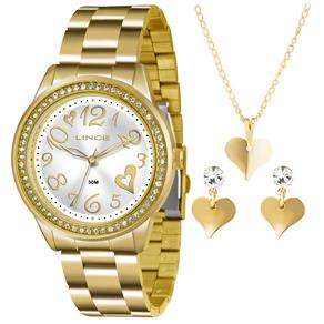 Relógio Feminino Analógico Lince Fashion LRG4372L-K171S2KX Kit Bijuteria – Dourado