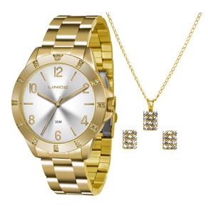 Relógio Feminino Analógico Lince LRG4367L-K187S2KX com Colar e Par de Brincos - Dourado