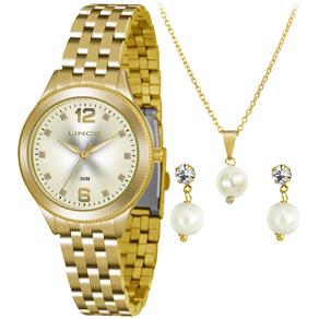 Relógio Feminino Analógico Lince LRG4368L-K185C2KX com Colar e Par de Brincos - Dourado