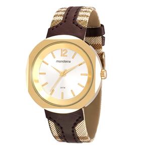 Relógio Feminino Analógico Mondaine 94763LPMVDH1K1 com Estojo Clutch - Bege/Marrom