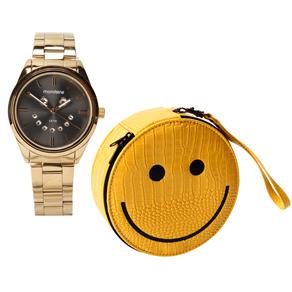 Relógio Feminino Analógico Mondaine 94779LPMVDE1KZ com Estojo Clutch - Dourado