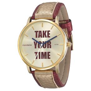 Relógio Feminino Analógico Mondaine Take Your Time 76431LPMVDH1 - Vermelho e Dourado