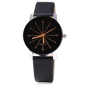 Relógio Feminino Analógico Quartz com Pulseira de Couro - Preto