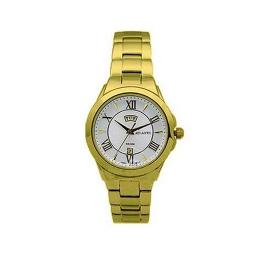 Relogio Feminino Atlantis B3406 Dourado Fundo Branco