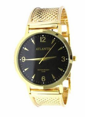 Relogio Feminino Atlantis B652g Dourado Fundo Preto