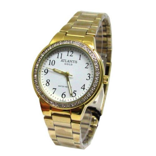 Relogio Feminino Atlantis Dourado B3467 Fundo Branco