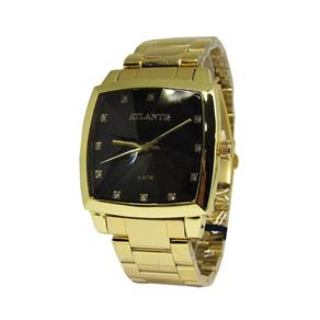 Relogio Feminino Atlantis Dourado Fundo Preto G3353