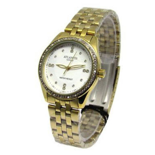 Relogio Feminino Atlantis Dourado G3472 Fundo Branco