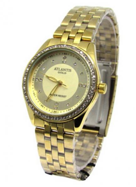 Relogio Feminino Atlantis Dourado G3472 Fundo Dourado