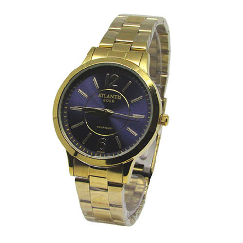 Relogio Feminino Atlantis Dourado G3470 Fundo Preto