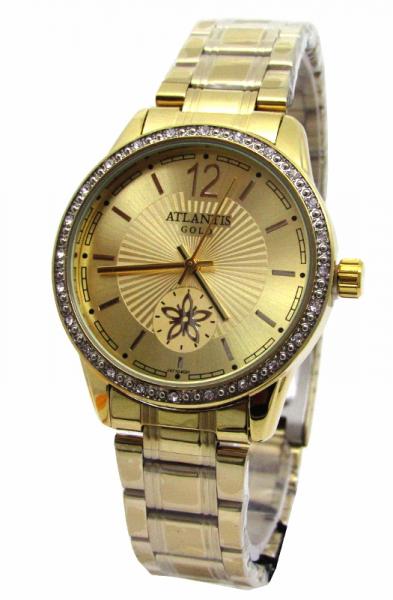 Relogio Feminino Atlantis Dourado G3471 Fundo Dourado