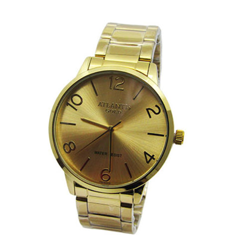 Relogio Feminino Atlantis Dourado G3507 Fundo Dourado