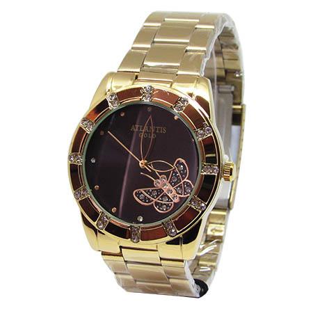 Relogio Feminino Atlantis G3320 Dourado Fundo Preto