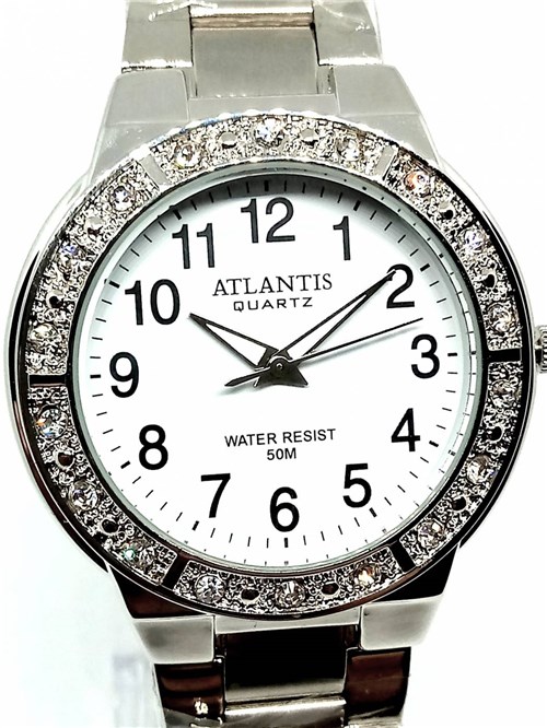 Relógio Feminino Atlantis G3444 Prata Cravejado