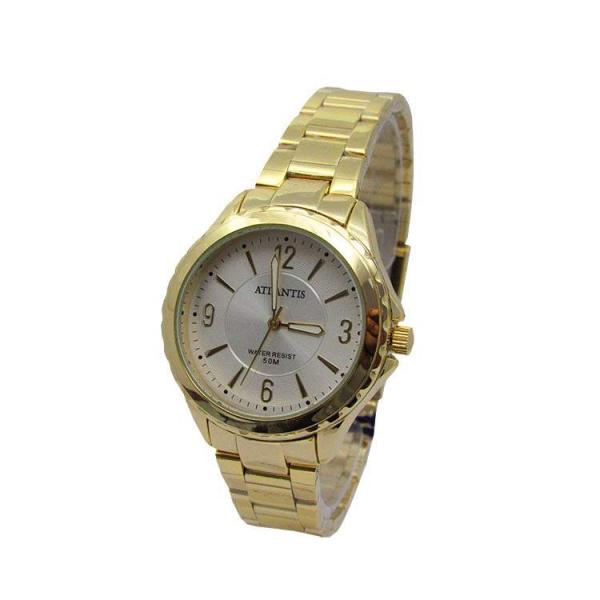 Relogio Feminino Atlantis G3454 Dourado Fundo Branco