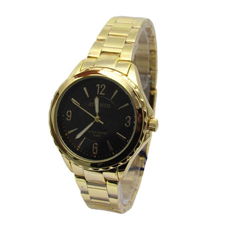 Relogio Feminino Atlantis G3454 Dourado Fundo Preto