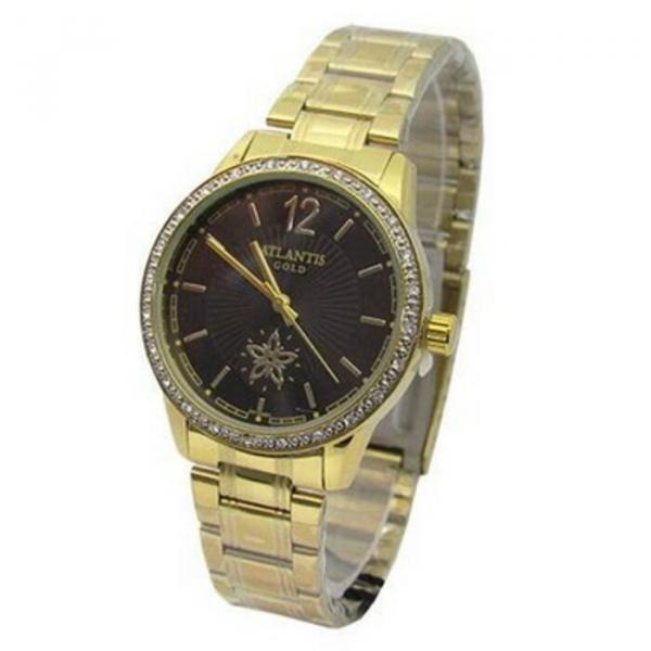 Relogio Feminino Atlantis G3471 Dourado Fundo Preto