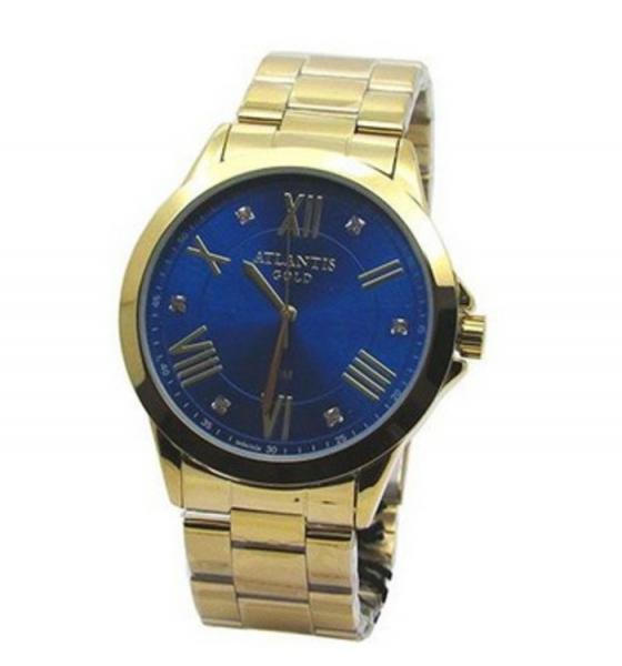 Relogio Feminino Atlantis G3494 Dourado Fundo Azul