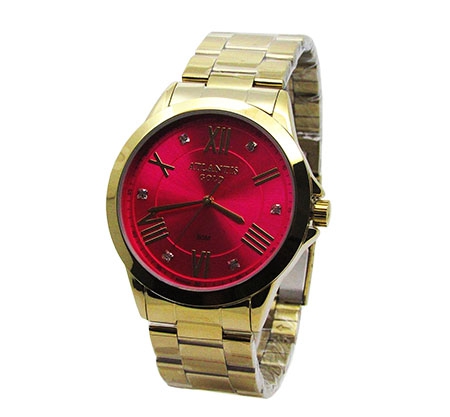 Relogio Feminino Atlantis G3494 Dourado Fundo Rosa