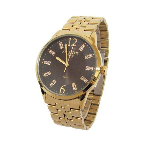 Relogio Feminino Atlantis G3495 Dourado Fundo Preto