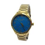 Relogio Feminino Atlantis G3502 Dourado Fundo Azul