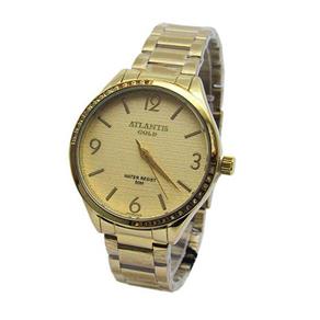 Relogio Feminino Atlantis G3502 Dourado Fundo Dourado