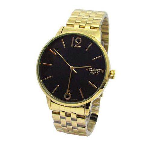 Relogio Feminino Atlantis G3500 Dourado Fundo Preto