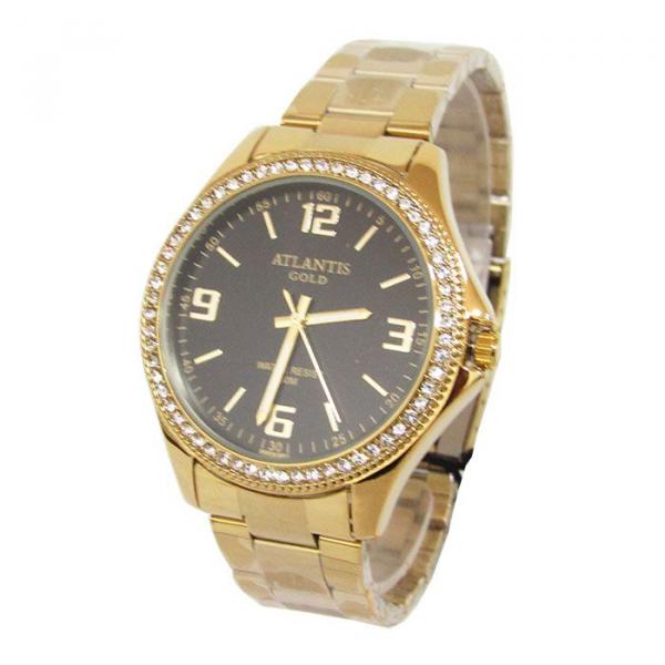 Relogio Feminino Atlantis G3505 Dourado Fundo Preto