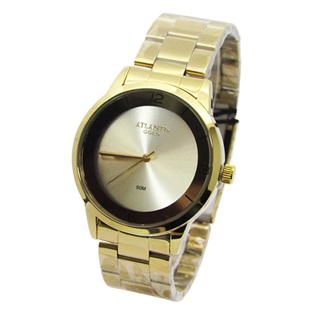 Relogio Feminino Atlantis G3508 Dourado Fundo Dourado