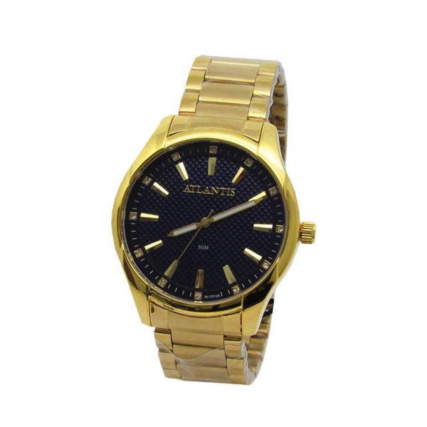 Relogio Feminino Atlantis G3517 Dourado Fundo Preto