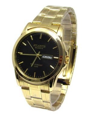 Relogio Feminino Atlantis G6404 Dourado Fundo Preto