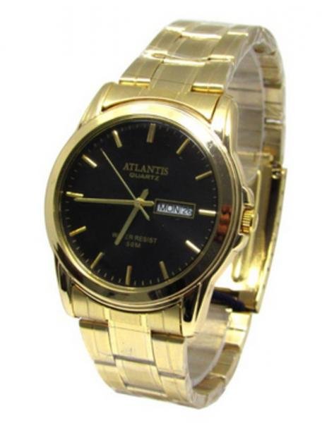 Relogio Feminino Atlantis G6404 Dourado Fundo Preto