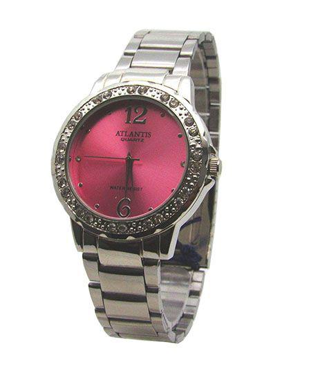 Relogio Feminino Atlantis G3229 Prata Fundo Rosa