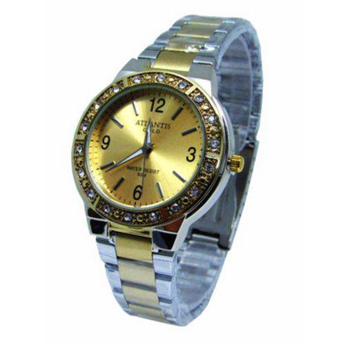 Relogio Feminino Atlantis Misto Fundo Dourado G3444